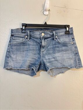 Citizens Of Humanity Washed Light Blue Cutoff Denim Shorts